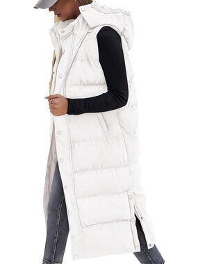 Cozy Long Puffer Vest for Women | Quilted Winter Coat with Hood, Warm & Stylish